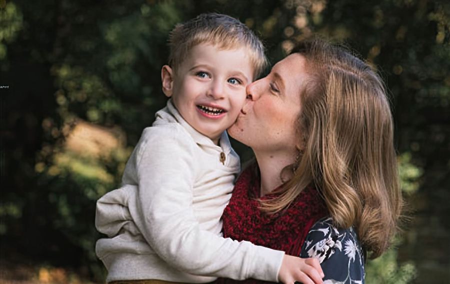 Original photo of a mother and son