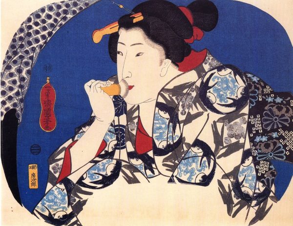 A Beauty with a Face Brush by Utagawa Kuniyoshi