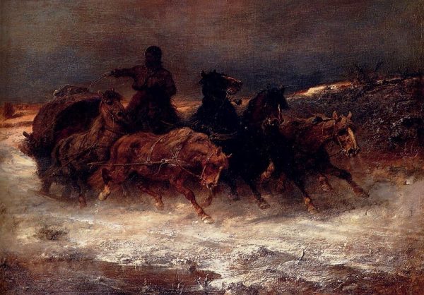 A Troika In Winter by Adolf Schreyer
