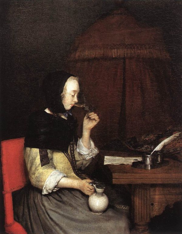 A Woman Drinking Wine by Gerard ter Borch