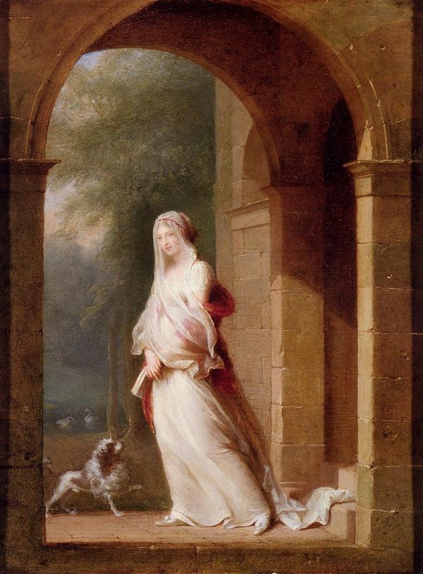 A Young Woman Standing In An Archway by Jean-Baptiste Mallet