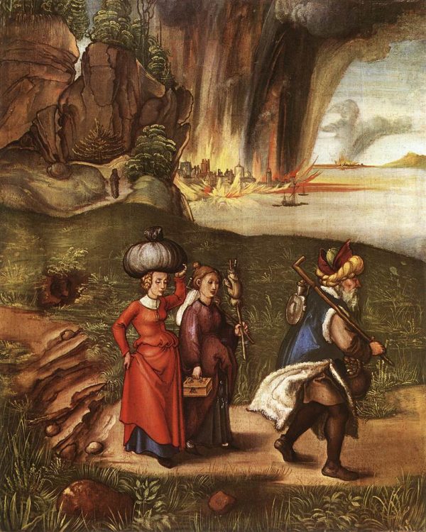 Lot Fleeing with his Daughters from Sodom by Albrecht Durer