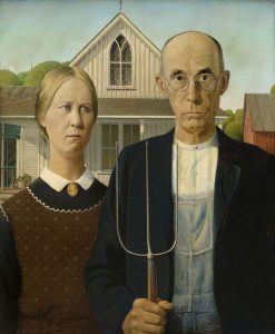 American Gothic by Grant Wood, hand-painted oil reproduction