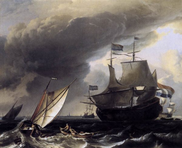 Dutch Vessels on the Sea at Amsterdam by Ludolf Backhuysen
