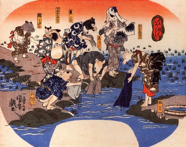Animals Dyeing Fabrics by Utagawa Kuniyoshi