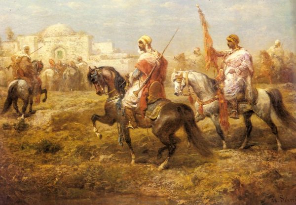 Arab Cavalry Approaching An Oasis by Adolf Schreyer