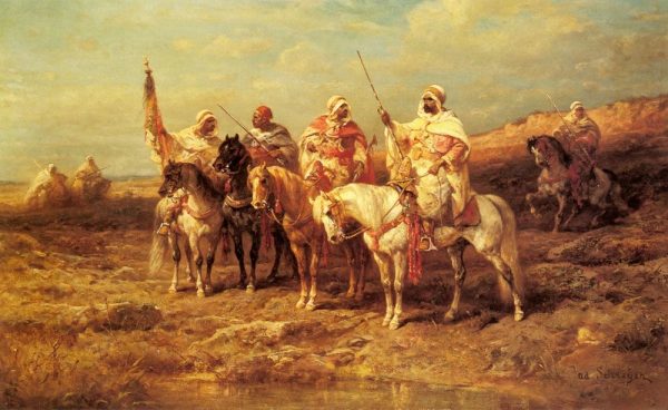 Arab Horseman By A Watering Hole by Adolf Schreyer