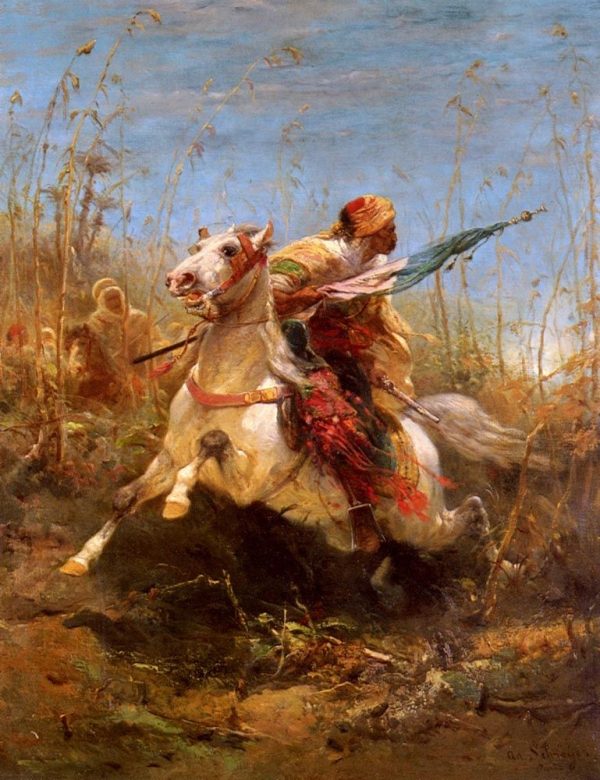Arab Warrior Leading A Charge by Adolf Schreyer