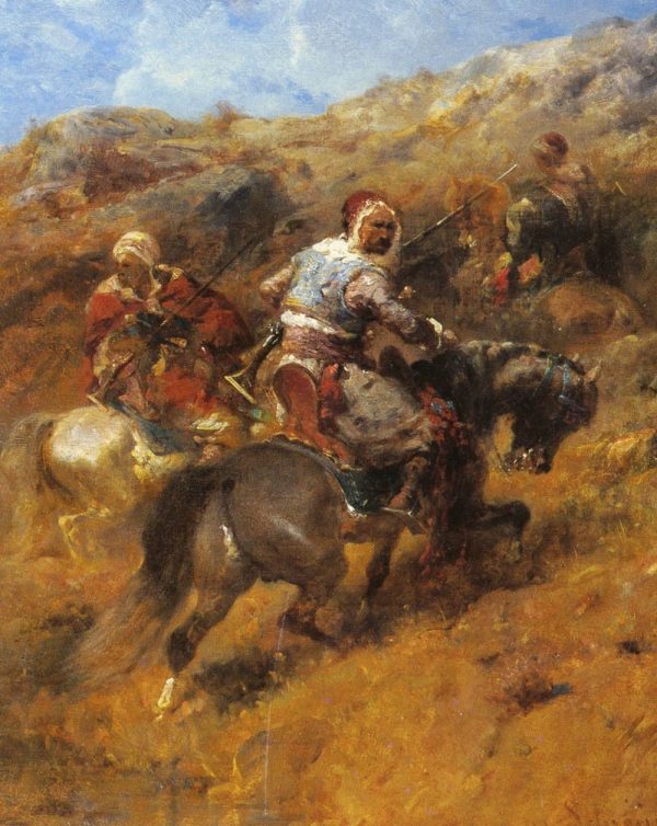 Arab Warriors On A Hillside by Adolf Schreyer