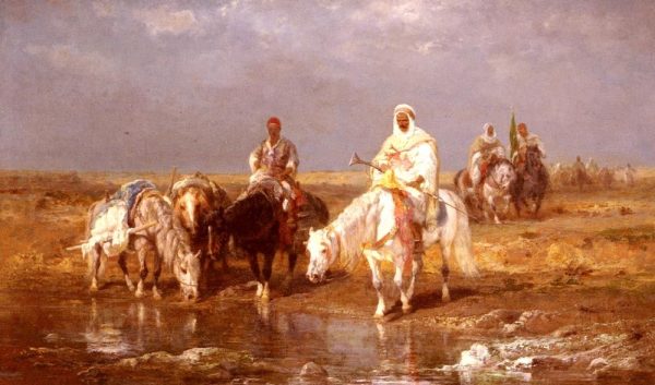Arabs Watering Their Horses by Adolf Schreyer