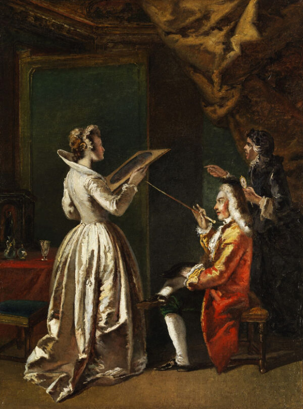 Lady Looking at a Work of Art by Francesco Fontebasso