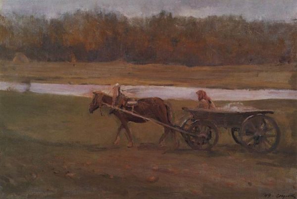 Baba in the Cart by Valentin Alexandrovich Serov