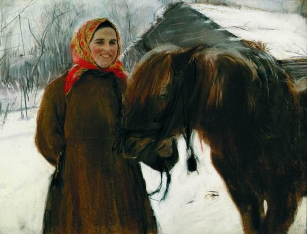 Baba with Horse by Valentin Alexandrovich Serov