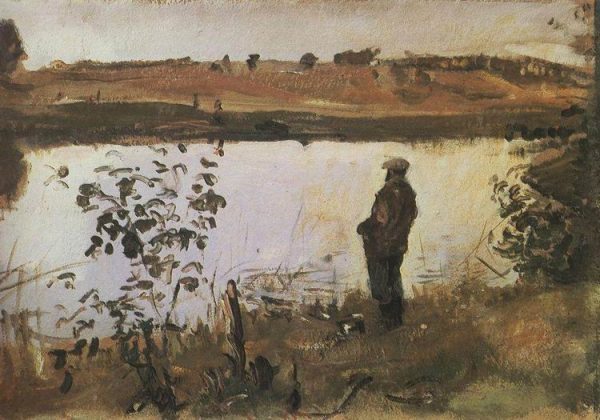 Artist Konstantin Korovin on the River Bank by Valentin Alexandrovich Serov