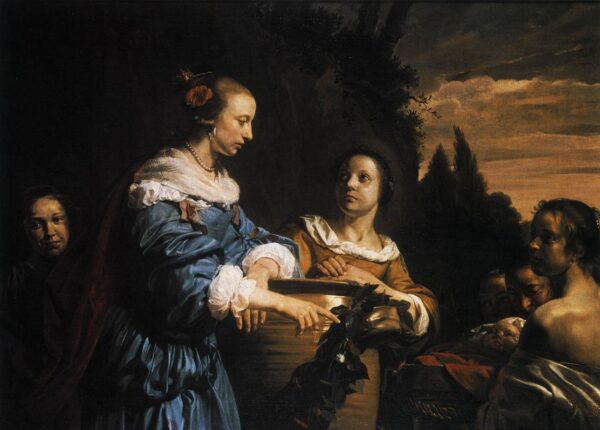 Pharaoh's Daughter with Her Attendants and Moses in the Reed Basket by Jan De Bray