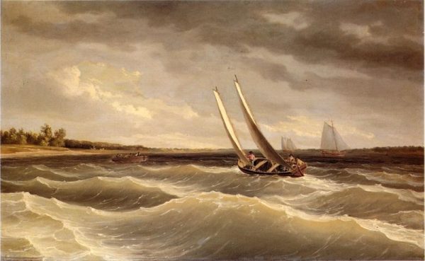 Boats Navigating the Waves by Thomas Birch