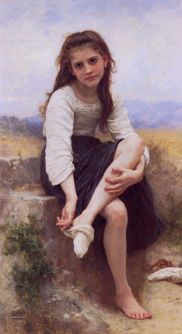 Young Girl Removing Her Socks by William Bouguereau