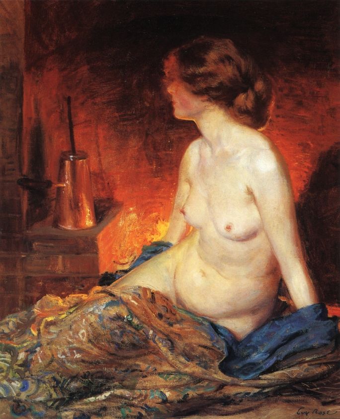 By the Fireside by Guy Rose