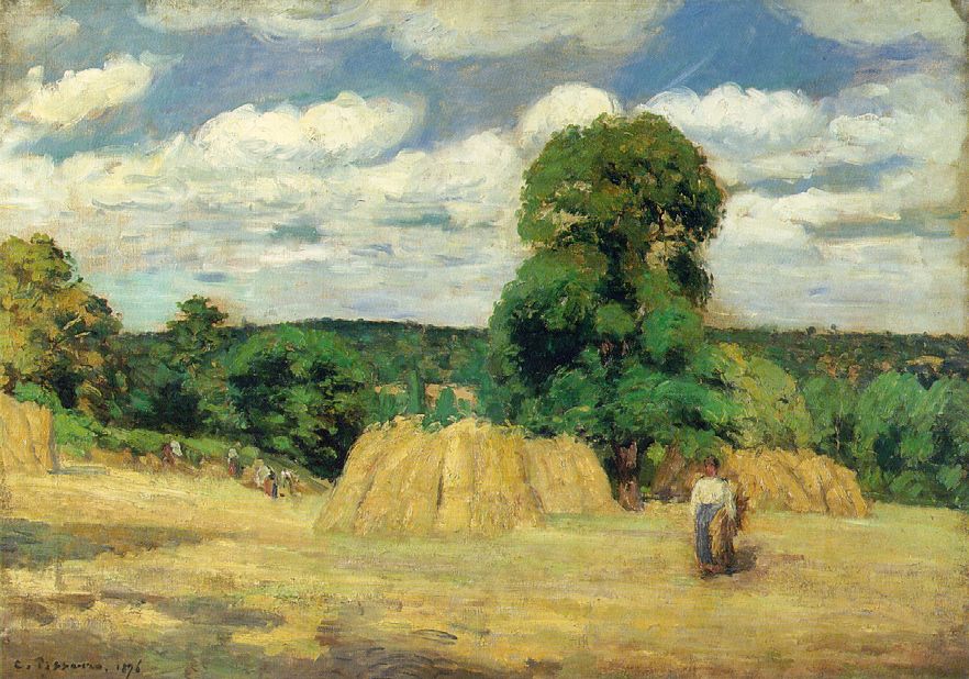 The Harvest at Montfoucault by Camille Pissarro