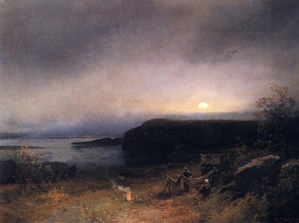 Campfire in Moonlight by Hermann Ottomar Herzog