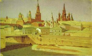 View Of The Moskvoretsky Bridge, The Kremlin, And The Pokrovsky Cathedral by Arkhip Kuindzhi - hand-painted oil reproduction