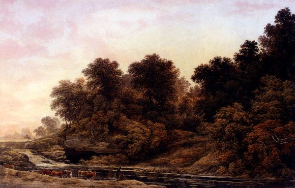 Cattle Watering At Dusk by John Glover