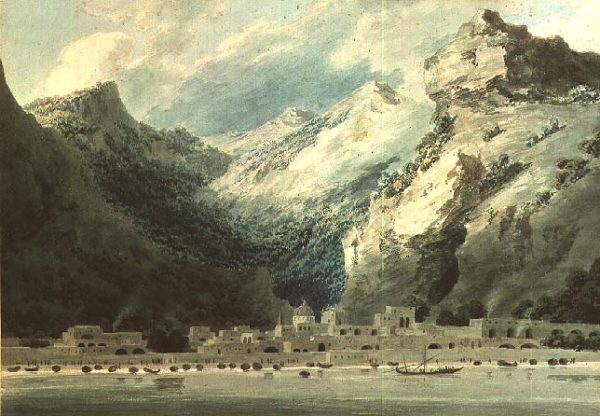 Cetera a Fishing Town on the Gulf of Salerno 1882 by John Robert Cozens