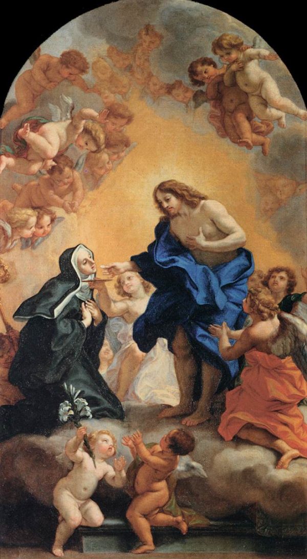 A Blessed Abbes Receiving the Host from the Hands of Christ by Baciccio