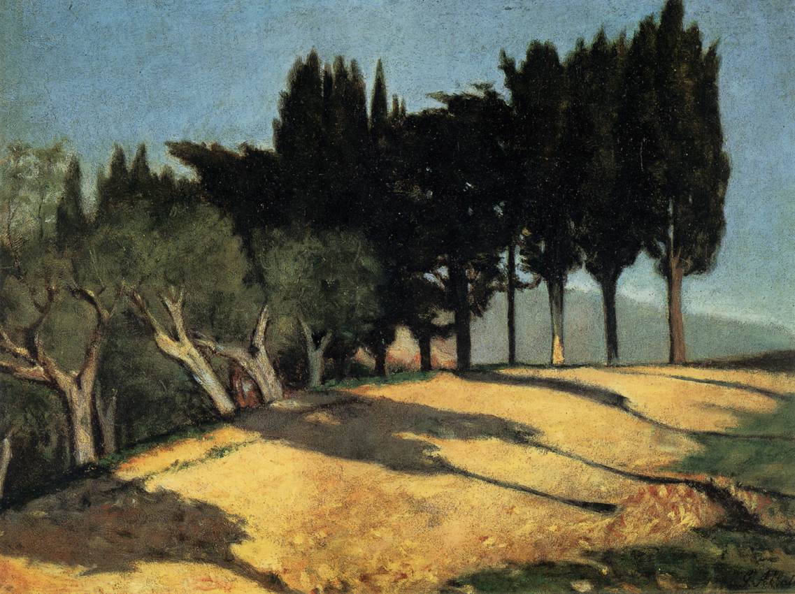 Country Road with Cypresses by Giuseppe Abbati - hand-painted oil reproduction