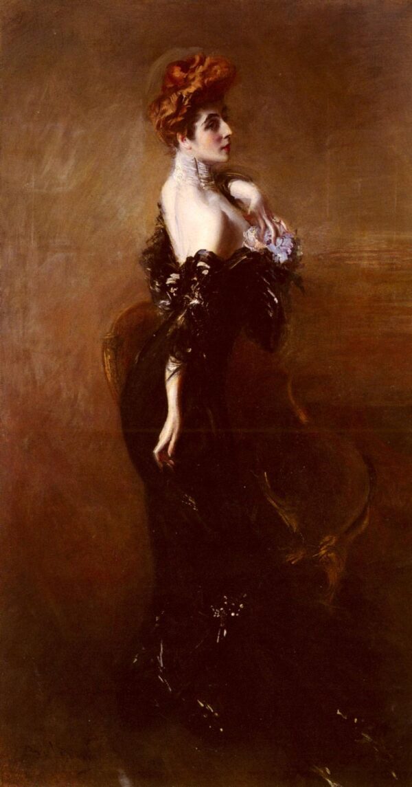 Portrait Of Madame Pages In Evening Dress by Giovanni Boldini