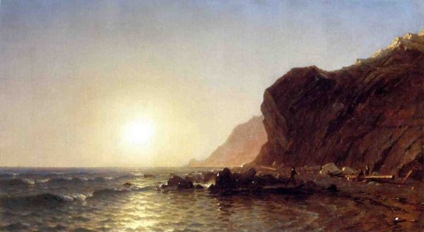 Sunset on the Shore of No Man's Land - Bass Fishing by Sanford Robinson Gifford