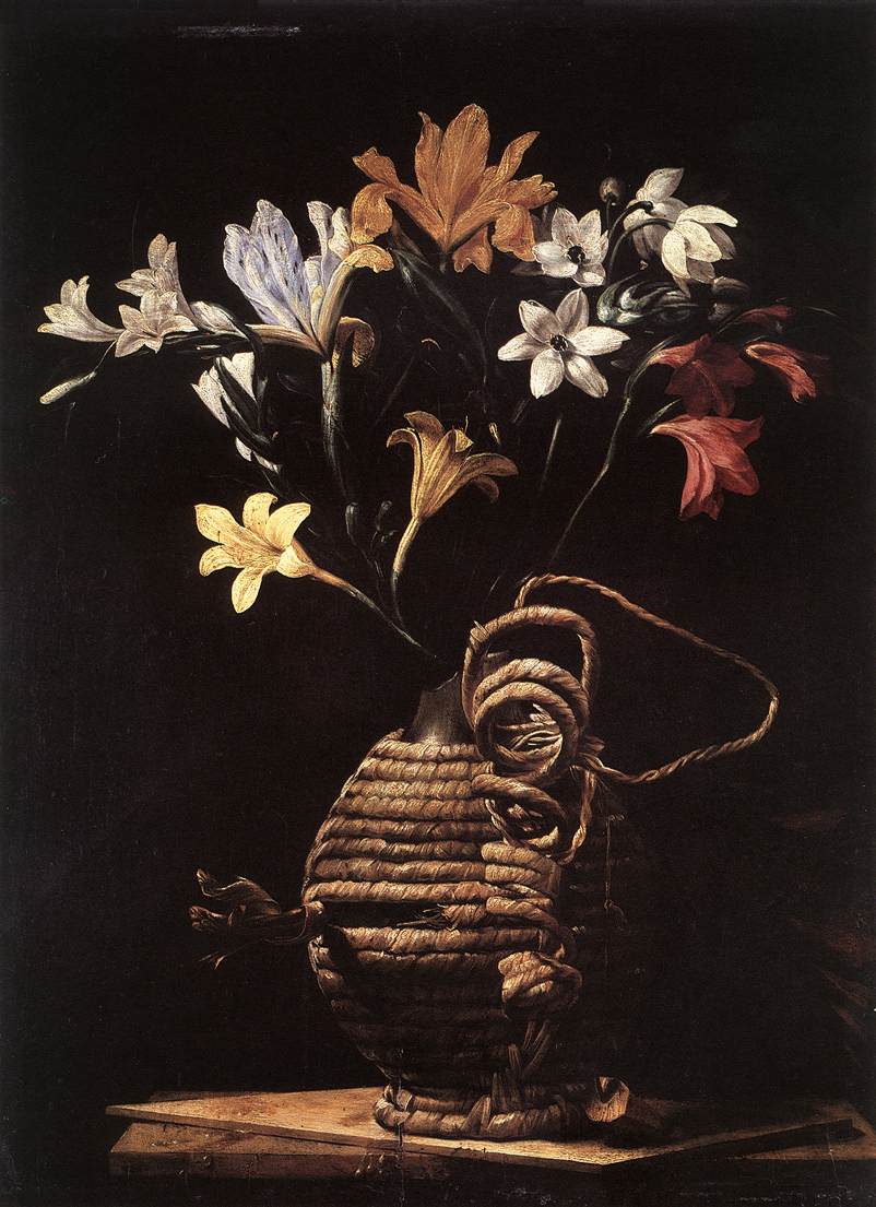 Flowers in a Flask by Guido Cagnacci - hand-painted oil reproduction