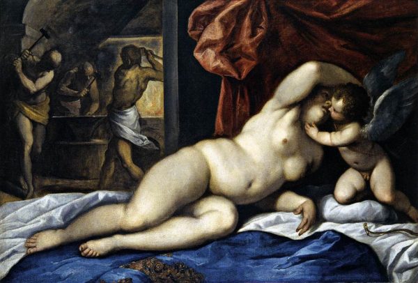 Venus and Cupid at Vulcan's Forge by Palma Giovane