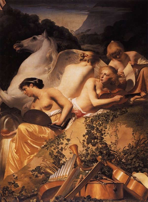Four Muses and Pegasus on Parnassus by Caesar van Everdingen