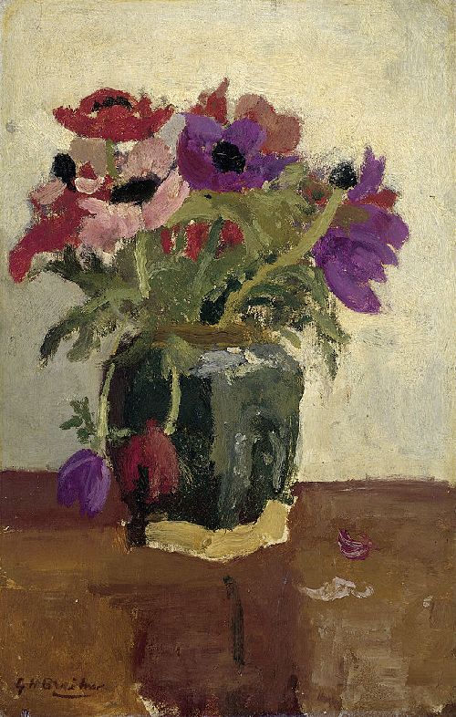Gemberpot met anemonen by George Hendrik Breitner