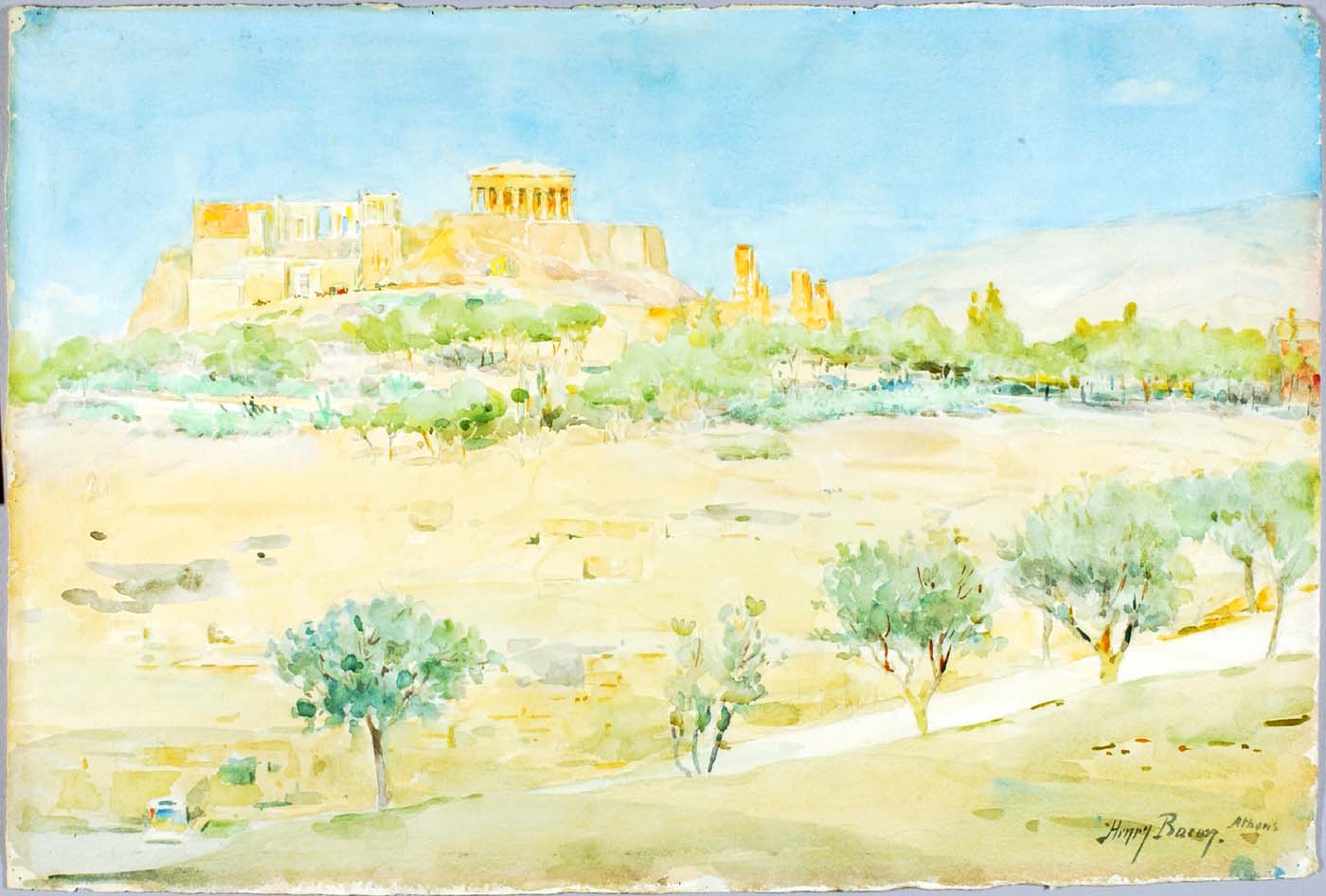 General View of the Acropolis at Sunset by Henry Bacon - hand-painted oil reproduction