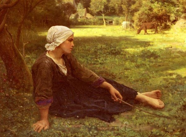Girl Guarding the Cows by Jules Breton