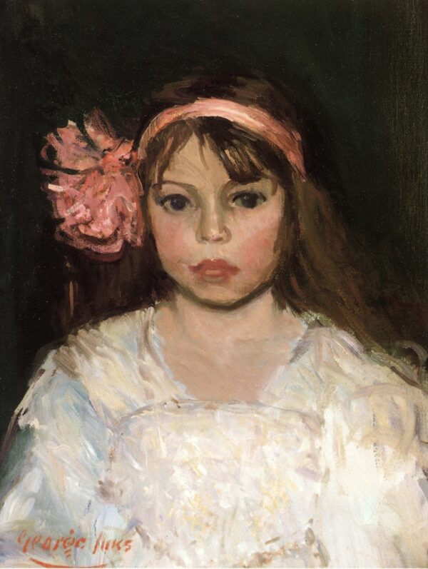 Girl with Pink Ribbon by George Luks
