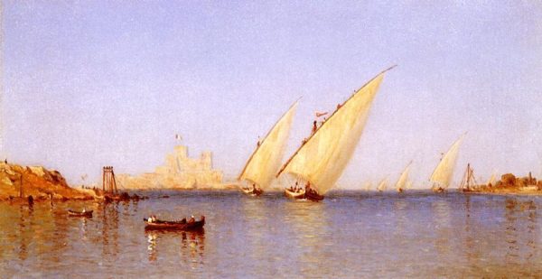 Fishing Boats Coming into Brindisi Harbor by Sanford Robinson Gifford