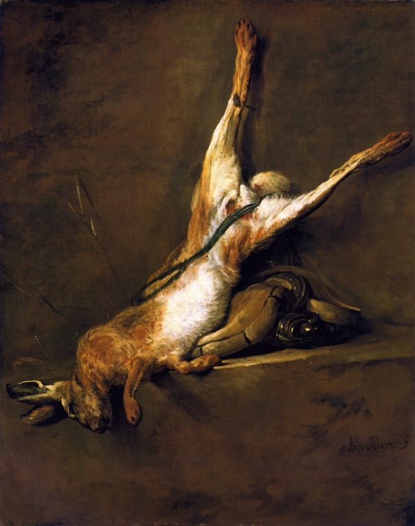 Hare with Powder Flask and Game Bag by Jean-Baptiste-Simeon Chardin