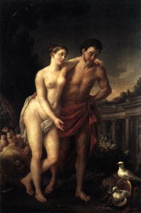 Venus Showing Mars her Doves Making a Nest in his Helmet by Joseph Marie Vien - hand-painted oil reproduction