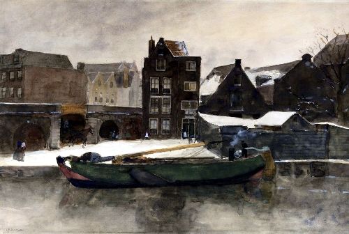 Het Prinseneiland the Teertuinen in winter Amsterdam by George Hendrik Breitner