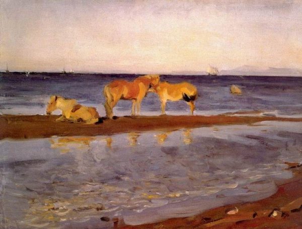 Horses on the Beach by Valentin Alexandrovich Serov
