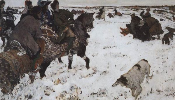 Hunting Dogs of Peter I by Valentin Alexandrovich Serov