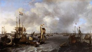 View of Amsterdam with Ships on the Ij by Ludolf Backhuysen - hand-painted oil reproduction