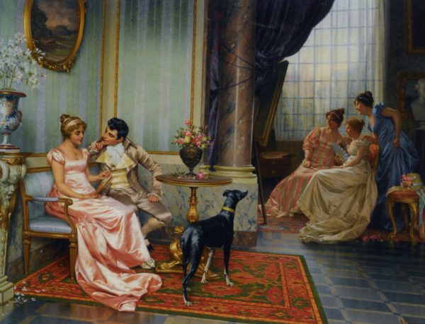 Interior with Elegant Figures by Vittorio Reggianini