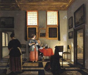 Interior with Seated Figures by Pieter Janssens Elinga - hand-painted oil reproduction