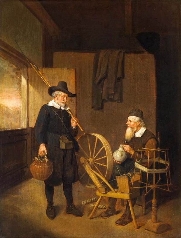 Interior with Two Men by Quiringh Van Brekelenkam