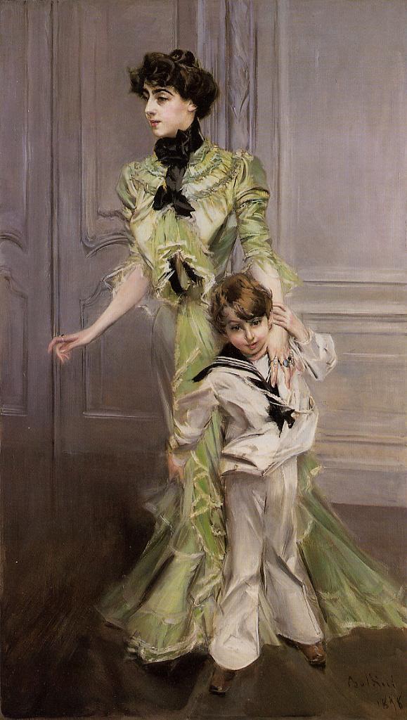 Portrait of Madame Georges Hugo and Her Son Jean by Giovanni Boldini