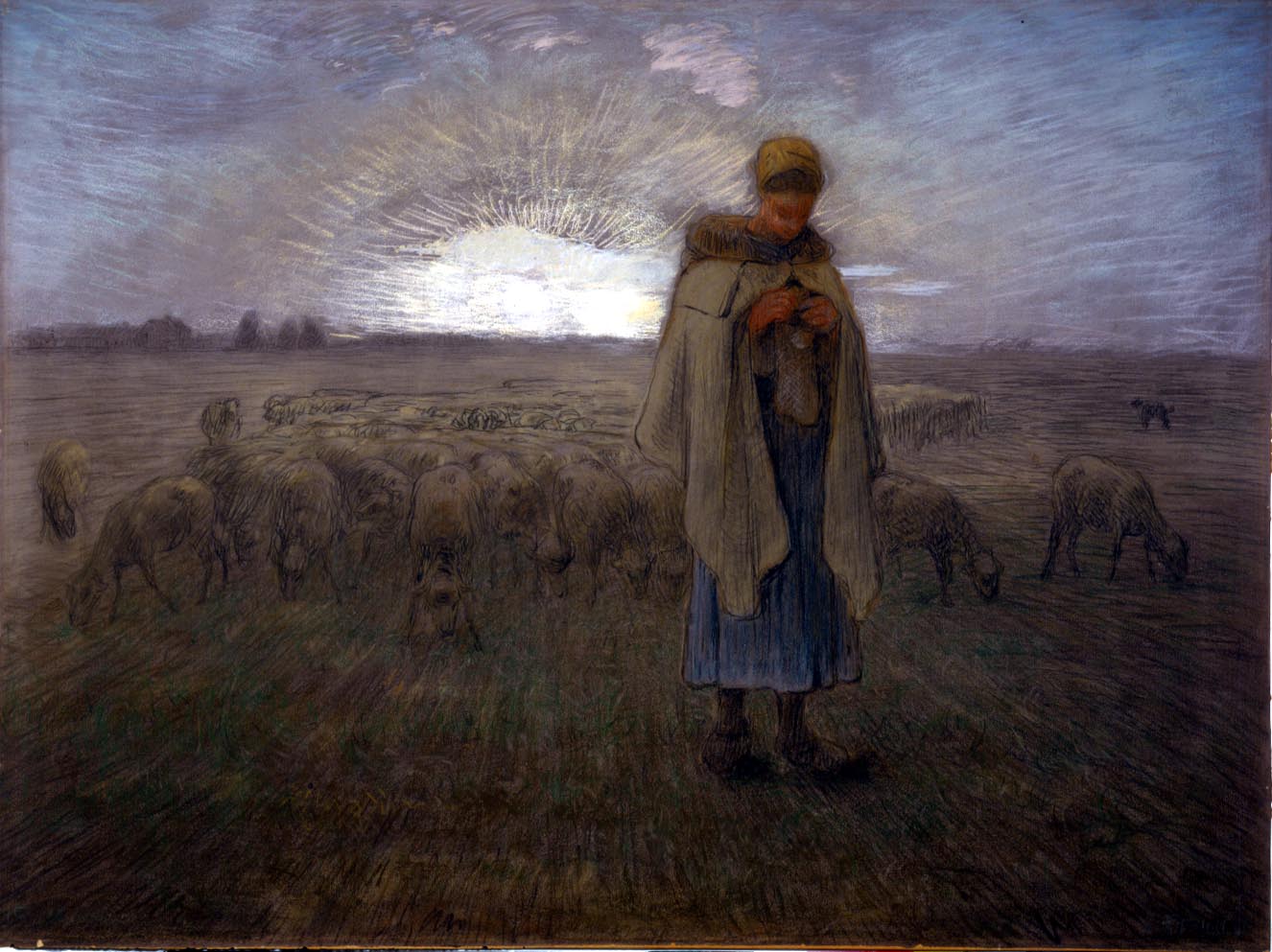 young shepherdess by Jean Francois Millet - hand-painted oil reproduction